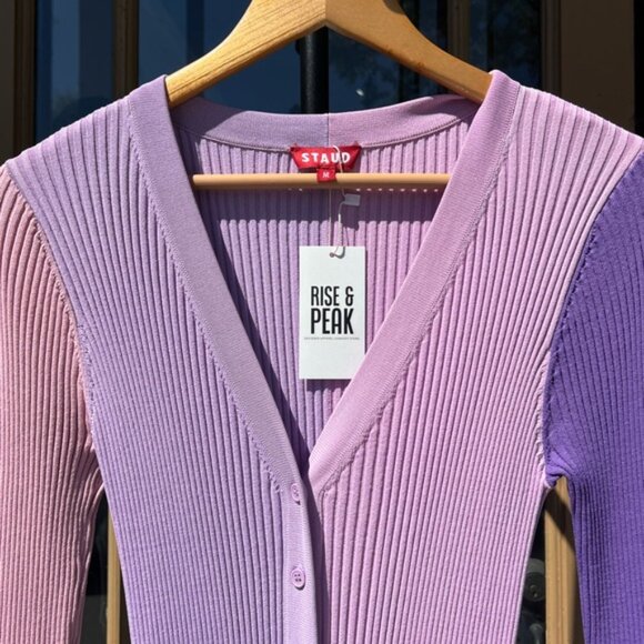 STAUD Shoko Sweater Lavender Ribbed Dress - Picture 2 of 5